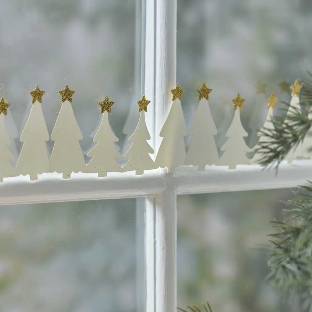 Ib Laursen Tischgirlande Weihnachtsbäume Goldglitter