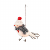Mini Wintervögel. Grauer Schal.Herz rot.