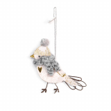 Mini Wintervögel. Grauer Schal.Herz gold