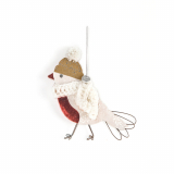 Wintervögel. Rotkehlchen. Roter Schal.