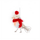 Wintervögel. Rotkehlchen. Roter Schal.
